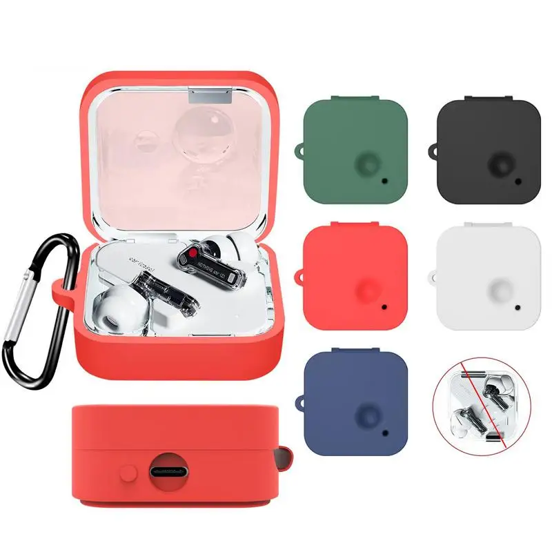 Silicone Earphone Cover Case For Nothing Ear 2 Headphone Anti Drop Protective Shockproof Earbuds Shell Carrying Case With Hook