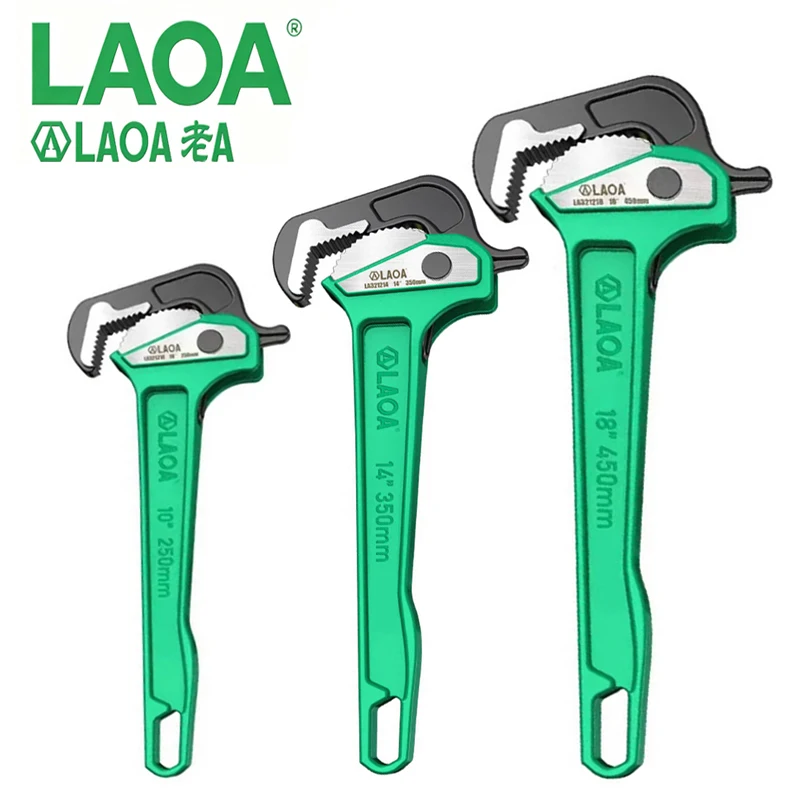 LAOA Quick Release Pipe Wrench Set 10/12/14/18 Inch Heavy Duty Multifunctional Spanner for Plumbing Pipe Clamping Loosening