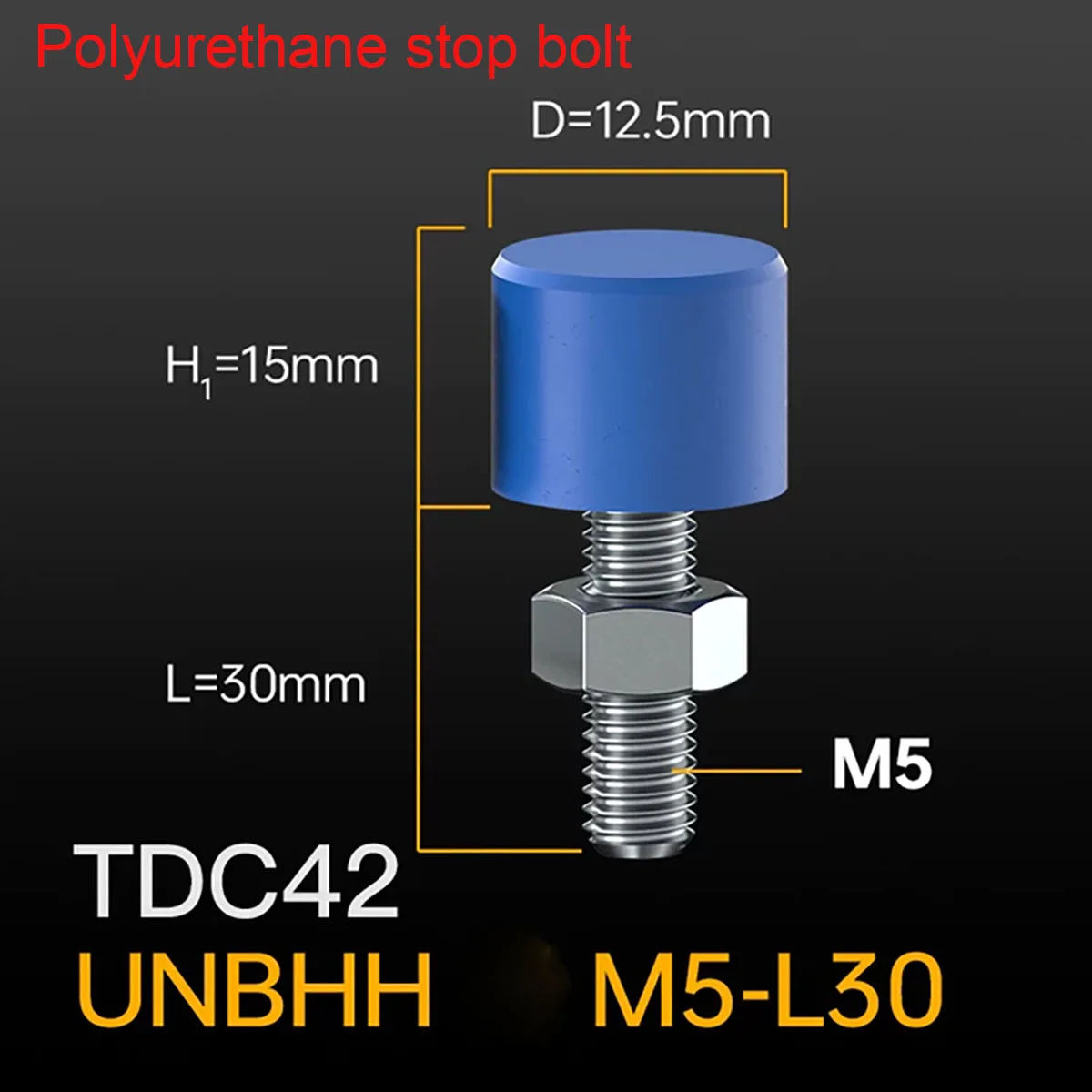 Shock - Absorbing Polyurethane Stopper Bolts with Front Hexagonal Holes - Soft Rubber Buffer Screws - Ideal for Automated Equipm