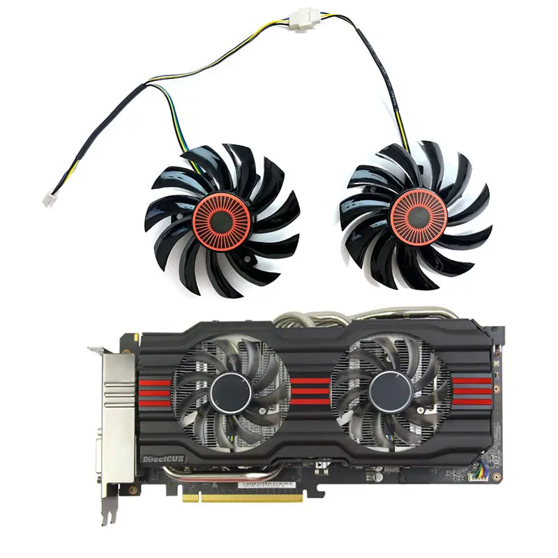 2 fans brand new for ASUS Radeon R9 370 Gtx750ti 760 770 660 660ti Directcu II OC graphics card replacement fan PLD08010S12H