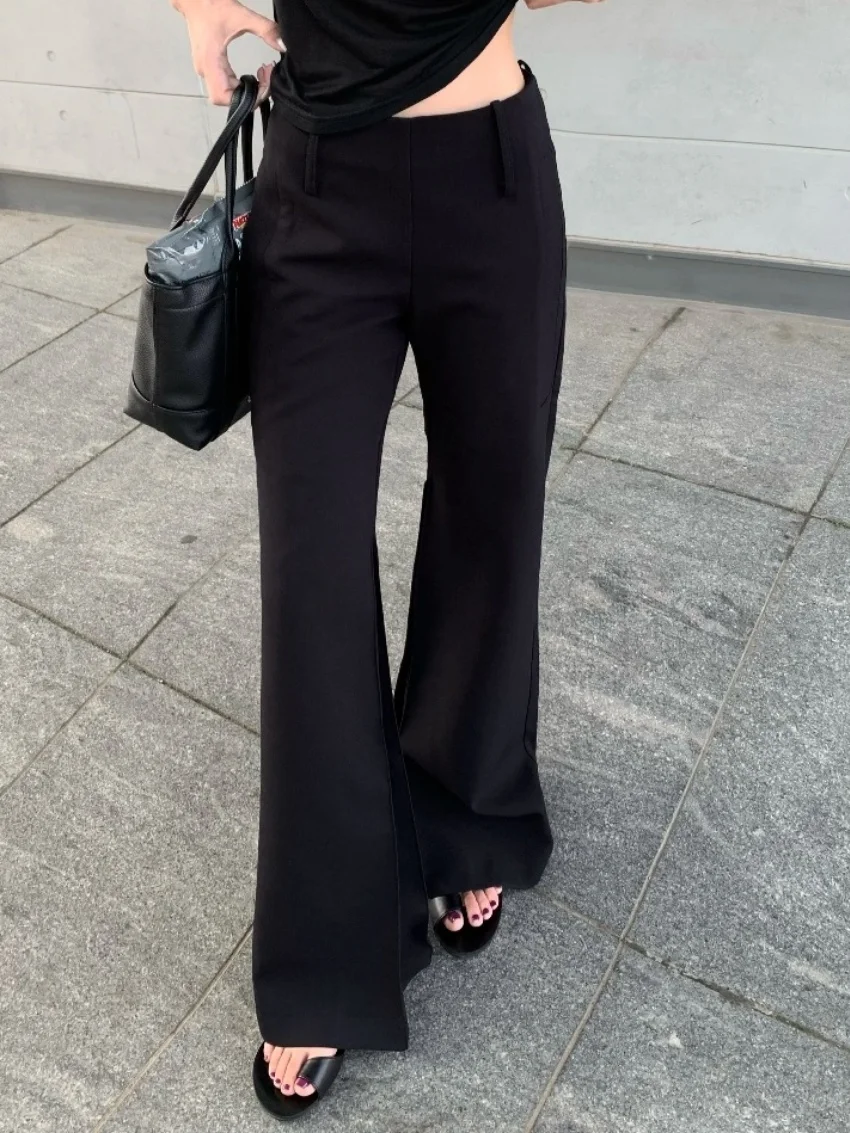 

Alien Kitty Chic Low Waist Flare Pants Women Solid Mopping Summer High Street Fashion 2025 Casual Loose T-Shirts Office Lady