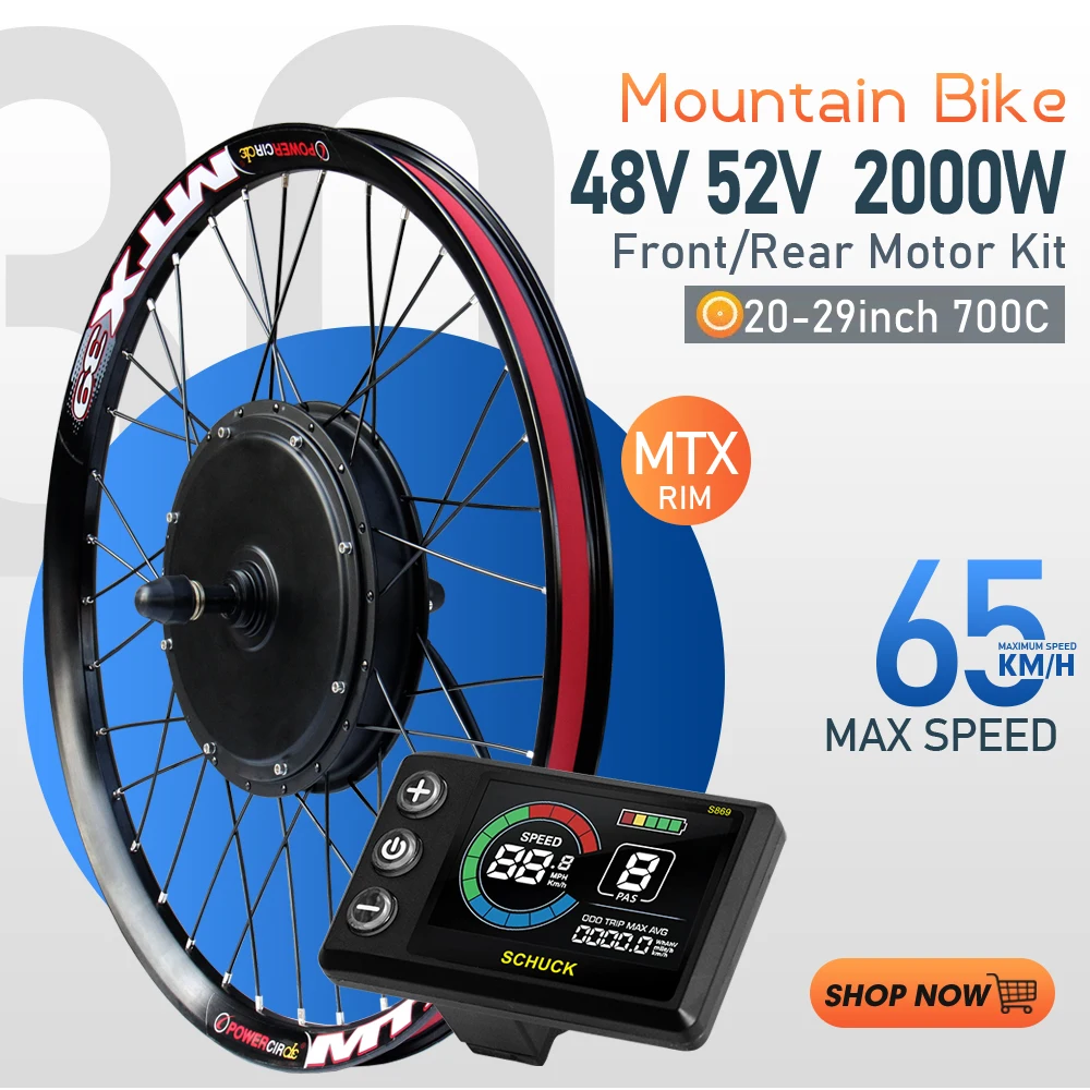 AliExpress IMEIQI MTX 52V 2000W Electric Bike Conversion Kit 48V 2000W Rear Wheel Hub Motor 20 24 26 27.5 28 29inch700C For Ebike Conversion Kit