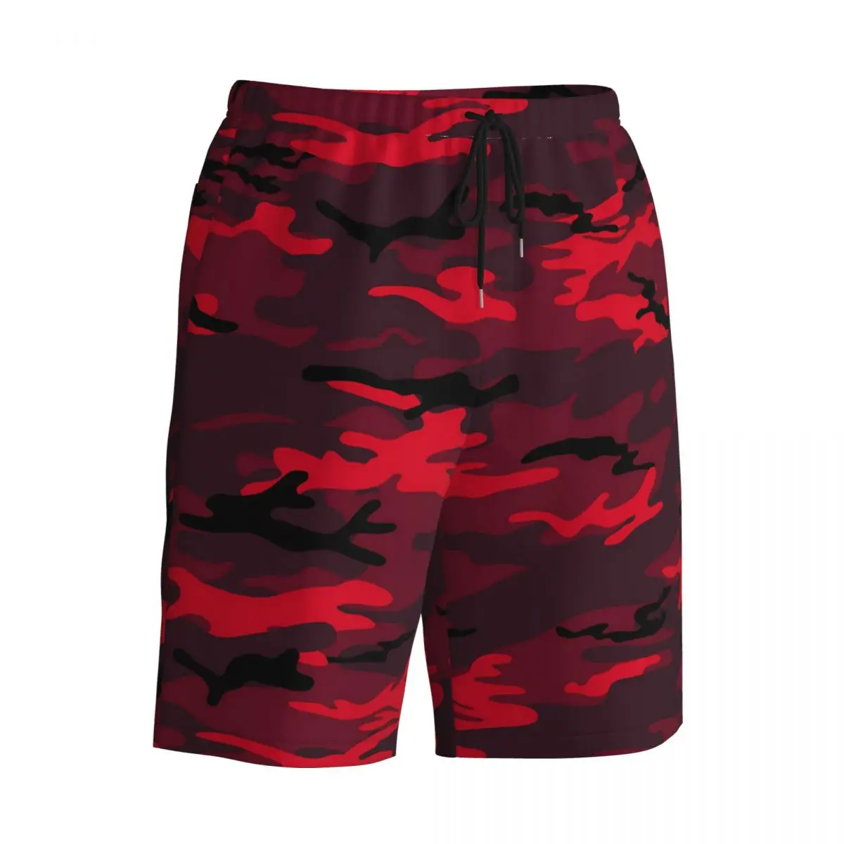 Bañador de camuflaje rojo para hombre, ropa deportiva transpirable, pantalones cortos de playa de talla grande