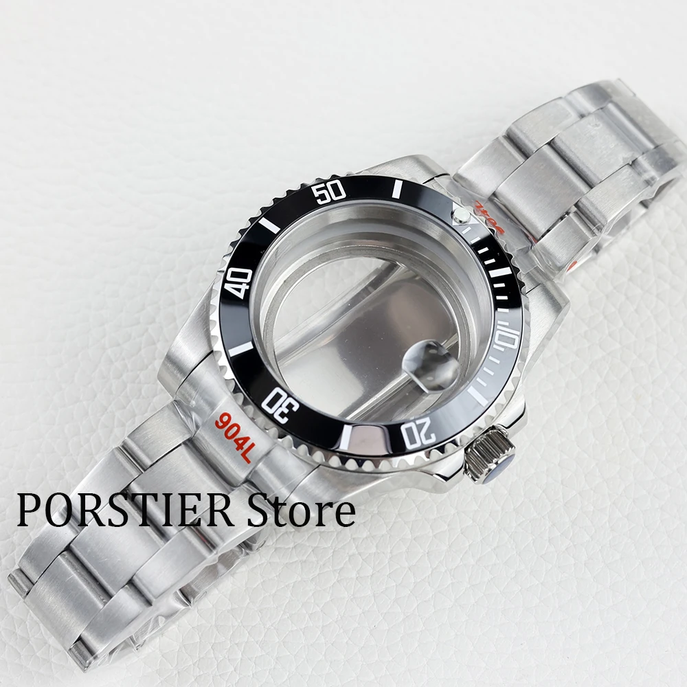 40mm blue green black watch case sapphire stainless steel fit NH35 NH36 movement oyster jubilee strap 28.5mm dial submariner