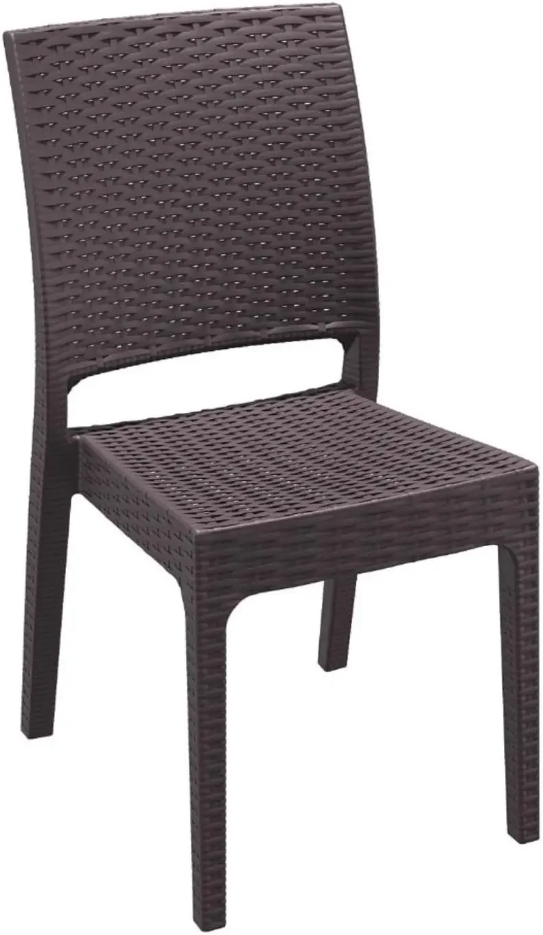 

Florida Resin Wickerlook Patio Dining Chair in Brown (Set of 2) Balcony Furniture Rattan Chair