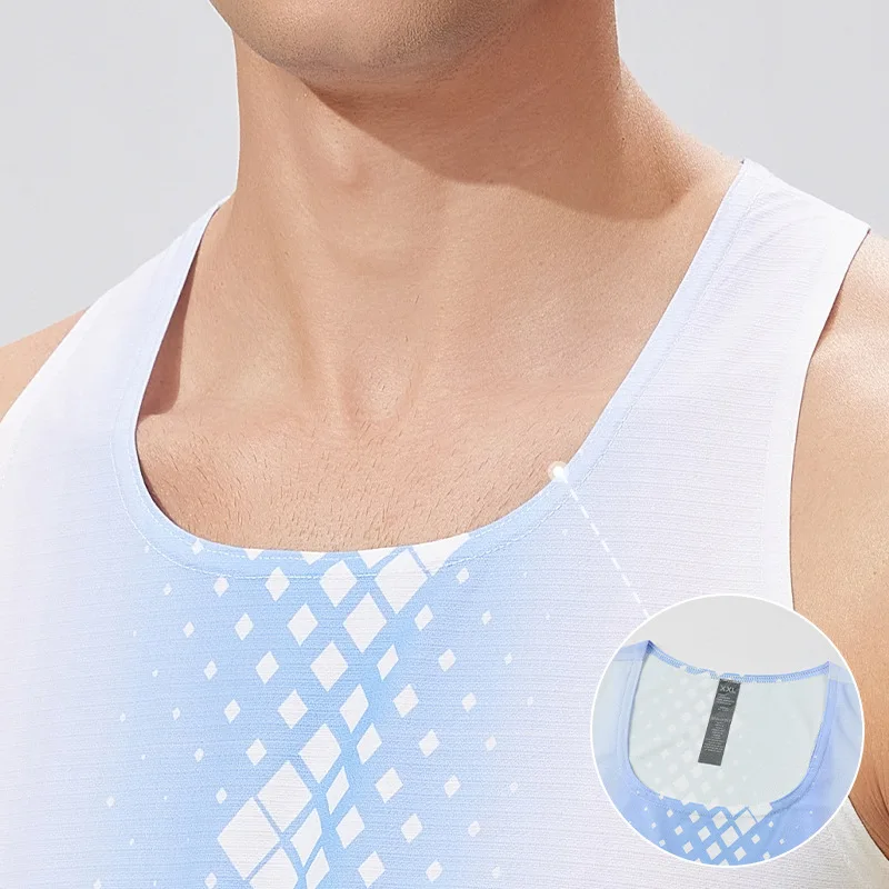 Summer New Men's Sleeveless Printed Fitness Running Vest, Breathable Lightweight Quick Drying Sports Vest