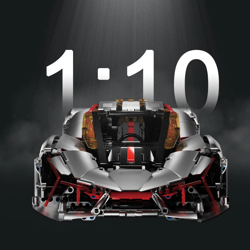 1:10 Three Thousand Years Rambo 10038 Electroplated Silver Supercar Building Blocks | Adult Assembled Racing Model Kit