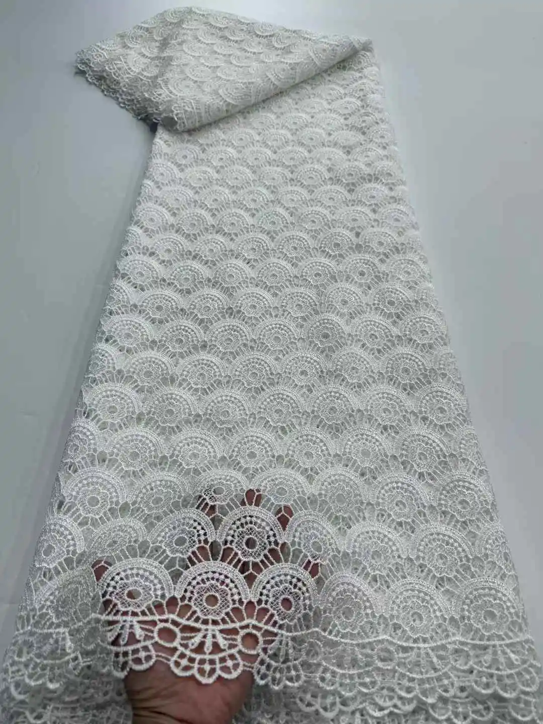 LACE Nigerian Sequins Water Soluble Lace Fabrics 2025 High Quality African 5Yards Guipure Cord Lace for Women Dress Sew-Ruf