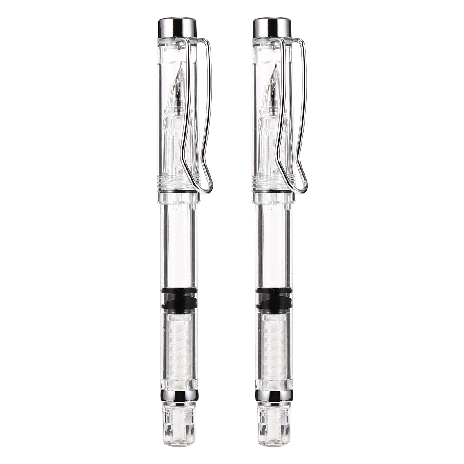 2 Pcs Hard Pen Student Pens Fine Fountain Resin Clear Ink Office School Stationery