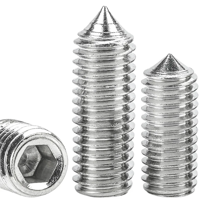 DIVEDEER 1~10pcs DIN914 Hex Hexagon Socket Allen Tapered End Cone Point Set Screw Grub Bolt M2 M2.5~M8 A2-70 304 Stainless Steel