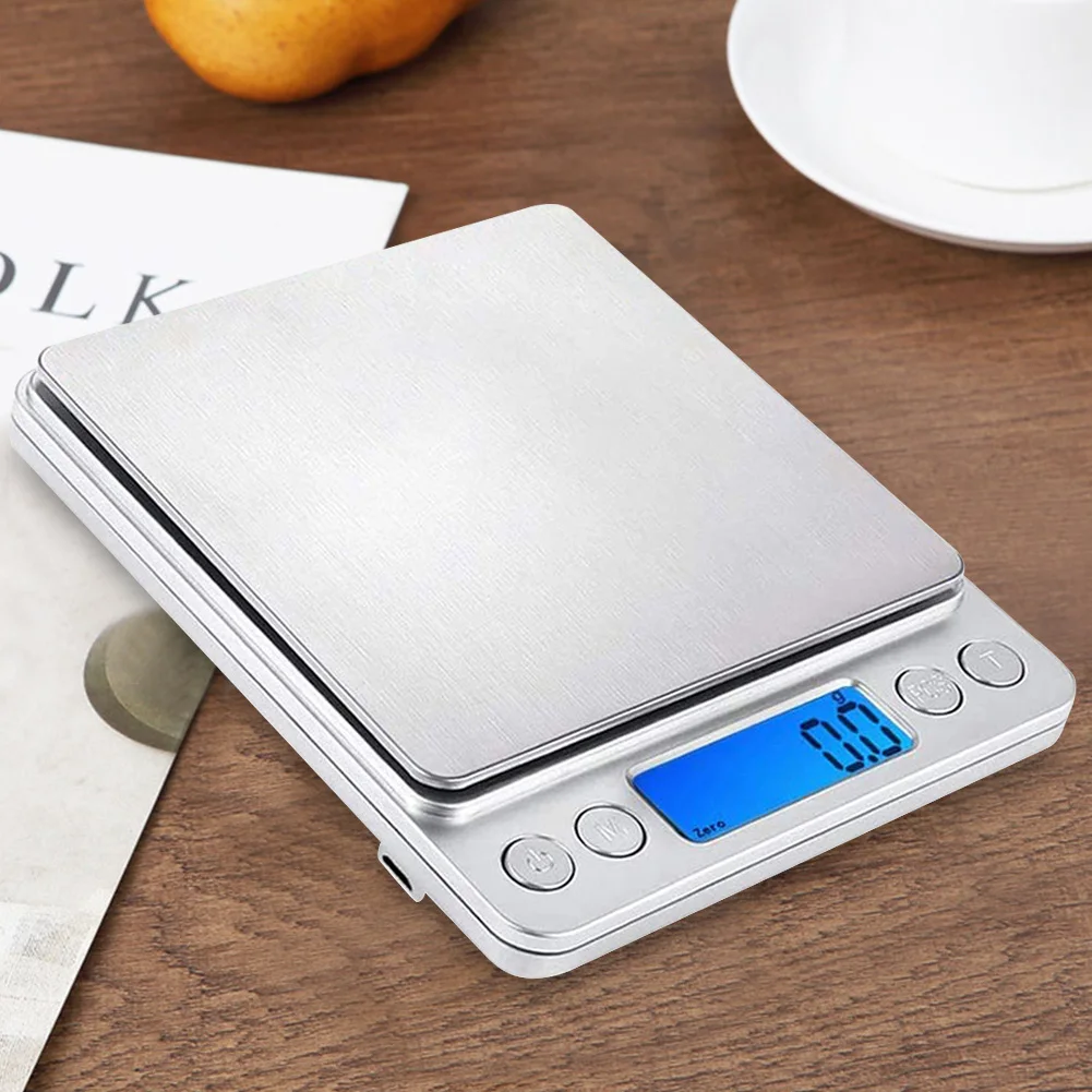 2kg/3kg/500g Gram Scale 0.1/0.01g Precision Food Meat Scale Accurate Weighting High Accuracy Gram Scale LCD Display for Home Use