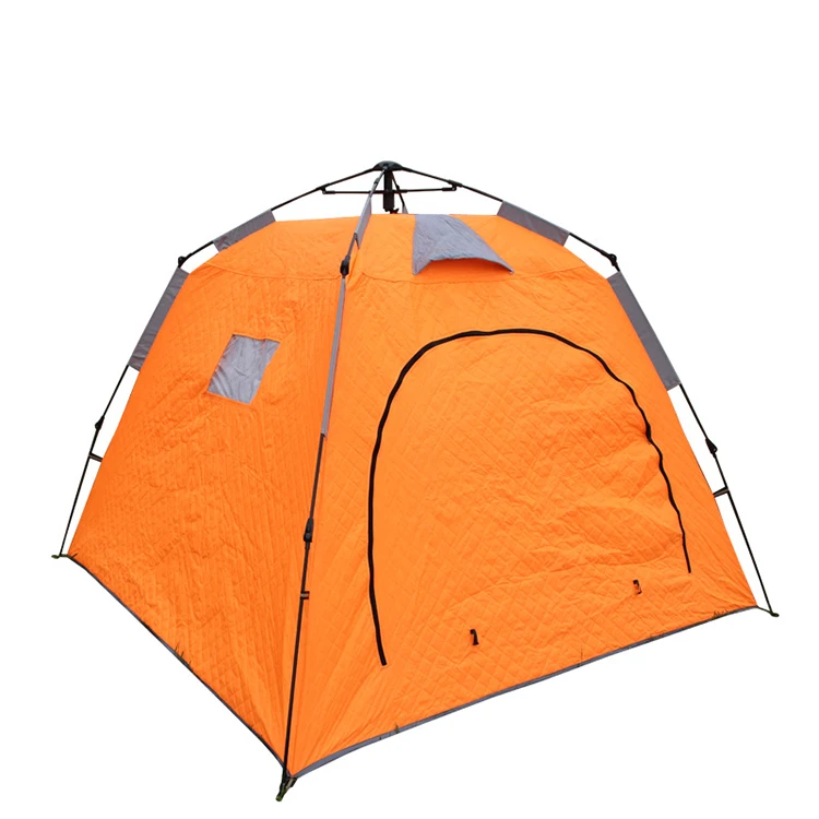 

Portable Large Insulated Carp Ice Fishing Tent Quick Pop-up Waterproof Oxford Fabric with Carbon Fiber Poles for 2-3 Men