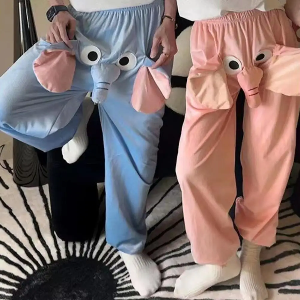 Elephant Pajama Pants Winter Thermal Warm Trousers Wide Leg Nightwear Pants Plush Pajama Bottoms Cashmere Trousers Sleep Bottoms