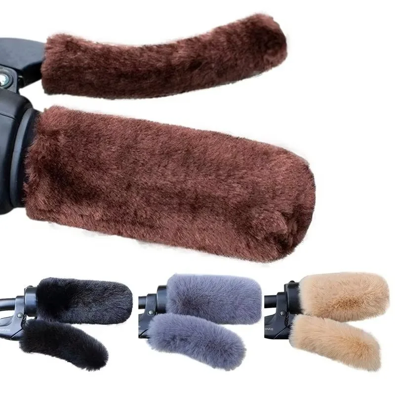 Fundas de manillar de lana de felpa para motocicleta, bicicleta, Scooter, invierno, cálido, a prueba de viento, protección contra el clima frío, accesorios de agarre cómodos
