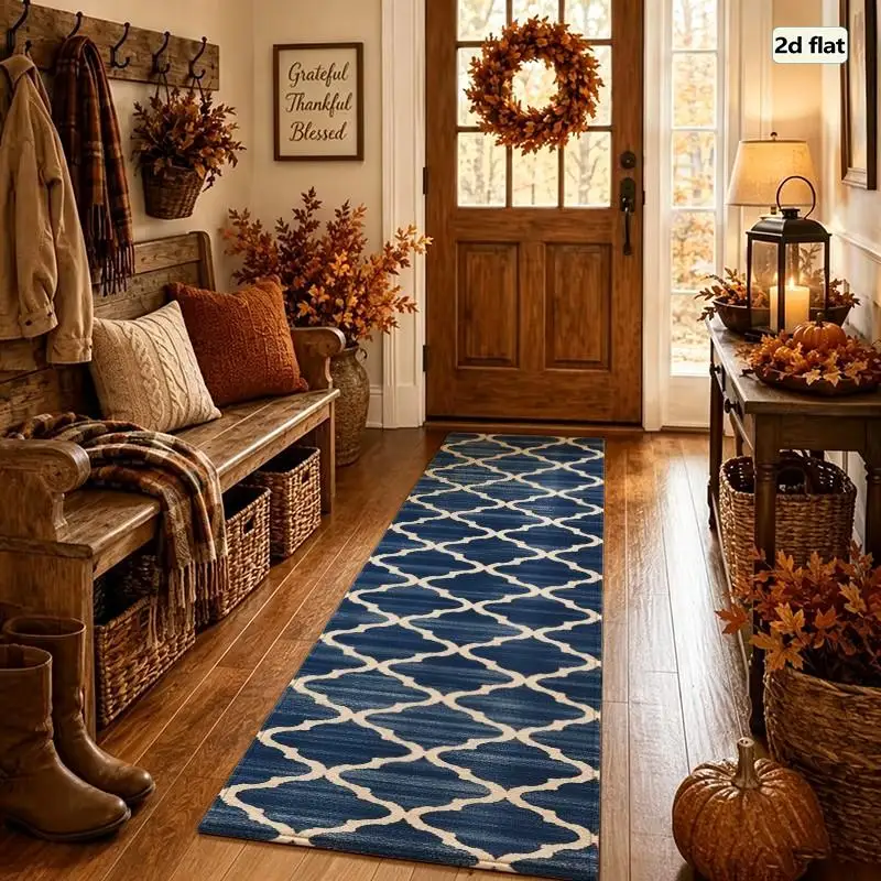 1PC Moroccan Geometric Lattice Running Rugs, Hallway Rugs, Washable And Easy-to-maintain Home Decoration Carpet, Suitable For Hallways, Passages, Stairs, Bedrooms, Bedside, Laundry Rooms, Kitchens Etc