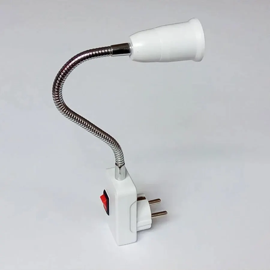 EU US Plug to E27 Lamp Holder Light Bulb Socket With Switch Flexible Lamp Base Conversion Table Lamp Converter 20cm 30cm 50cm