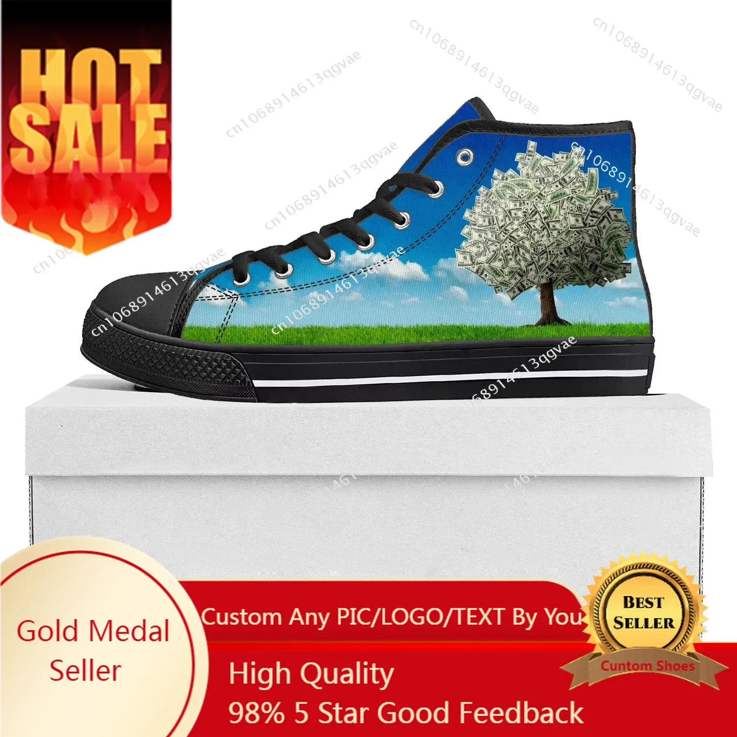 

Dollar Green Tree High Top High Quality Sneakers Mens Womens Teenager Canvas Sneaker Casual Couple Shoes Custom Made Shoe Black