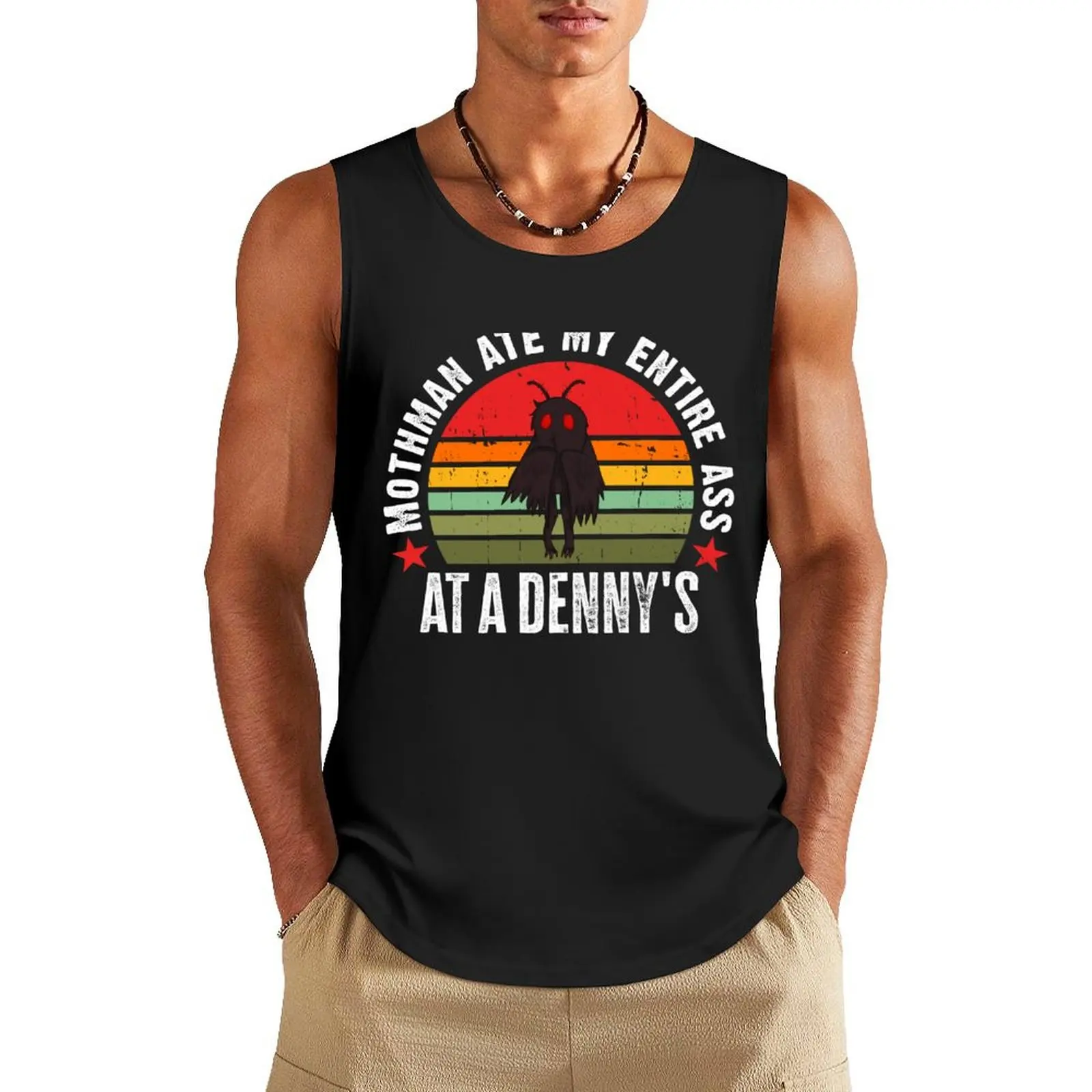 Vintage Mothman Ate My Entire Ass At A Denny's Cryptid Mothman Tank Top gym clothes man fitness T-shirts men