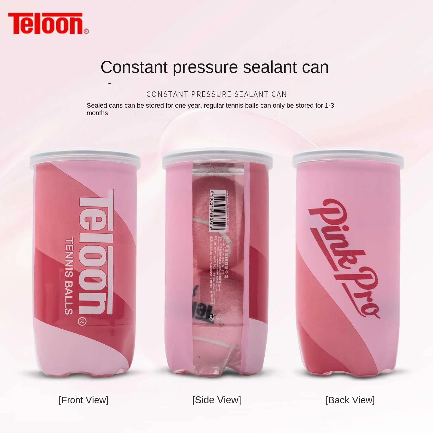 كرات التنس من تيلون، كرات تدريب معلبة باللون الوردي والأرجواني، مرونة عالية، متينة، مقاومة للاهتراء، تدريب احترافي للتنس