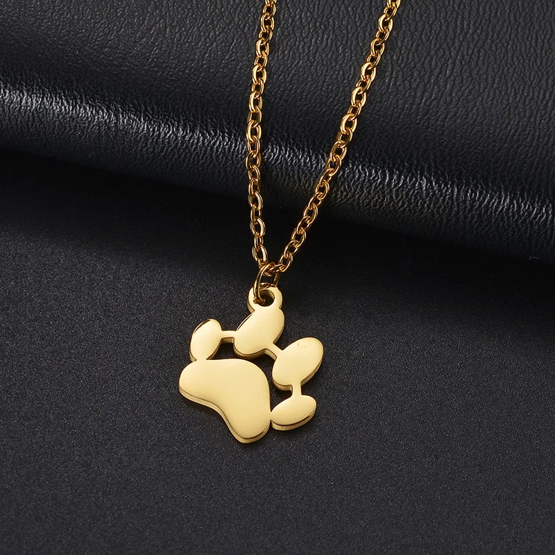 Nextvance Custom Footprint Necklaces Engraved Name For Dog Cat Pets Stainless Steel Personalized Pendant Prevent Pet Loss Gifts