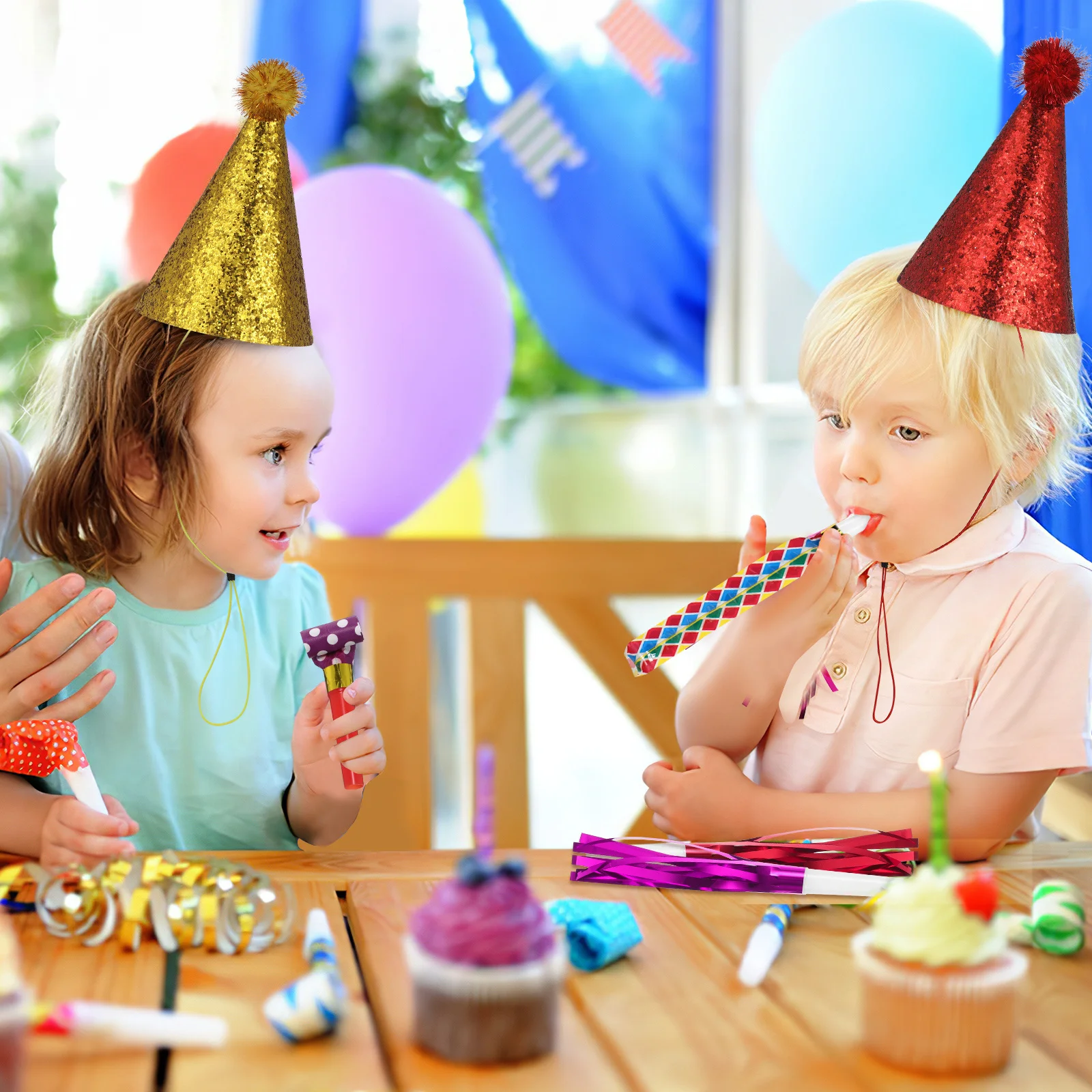 

10Pcs Triangle Party Hats Cone Birthday Hats Colorful Adjustable Strings Party Caps Kids Adults Pets Birthday Hat