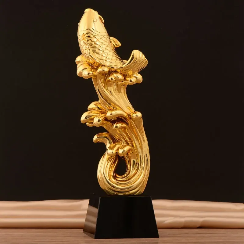 Customized Fishing Resin Trophy Award, Gold Cup, Crystal Base, Champion Sports Souvenir, Educational Props, Competition Toy, 1Pc