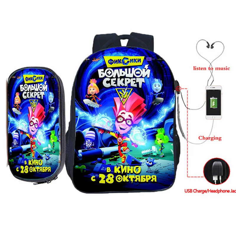 Рюкзаки Mochlias the Fixies с героями мультфильмов, чехол для ручек, 2 шт., детский школьный повседневный рюкзак с арочным плечевым ремнем, рюкзак на заказ
