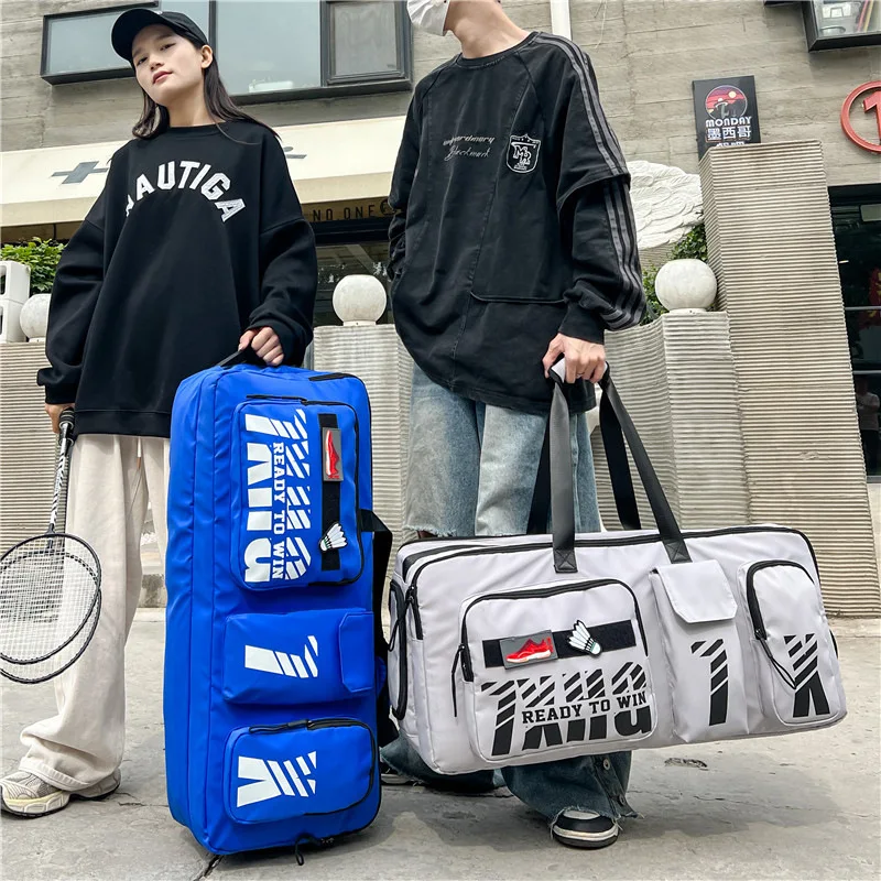 

Badminton Tennis Racket Bag with Shoe Compartment, Multifunctional Fitness Bag, Large Capacity, Trendy Sports Bag, Yoga Mat Bag