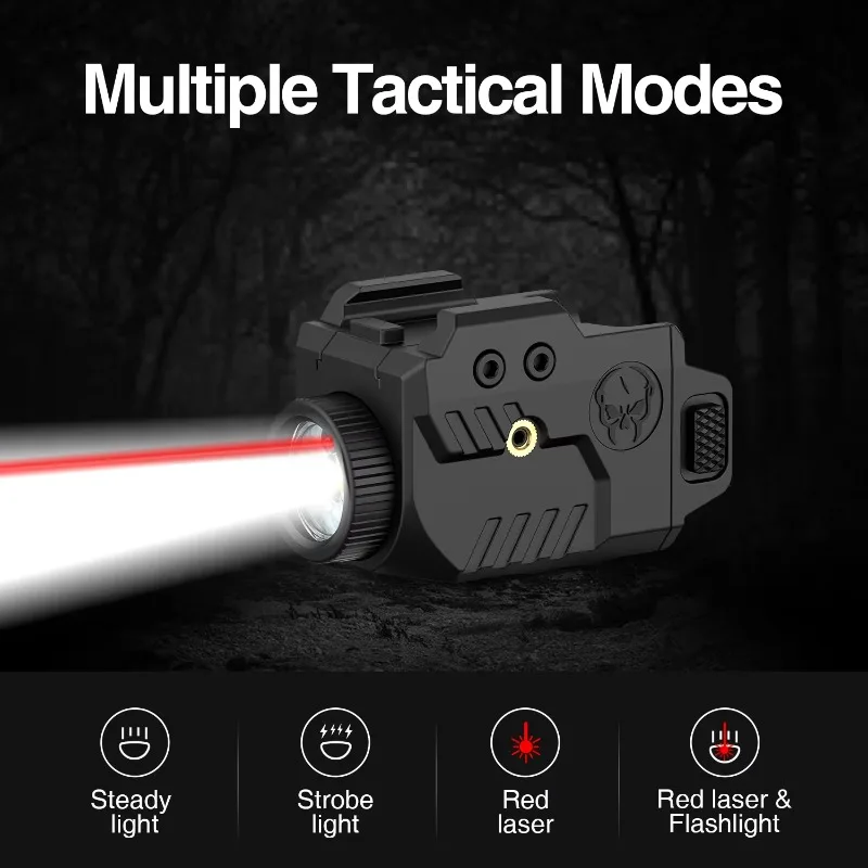 650 Lumens LED Tactical Flashlight with Red Laser Sight for Outdoor Sports Training Scope Mount Accessory Kit