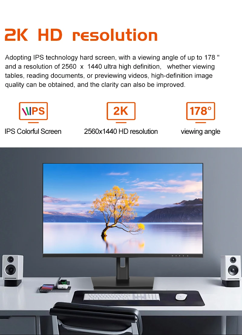 حار بيع 27 بوصة 170 هرتز 2560x1440 2K HDR IPS شاشة الكمبيوتر QHD كامل HD 16:9 300cd/ ㎡   سطوع الكمبيوتر المكتبي للألعاب DP