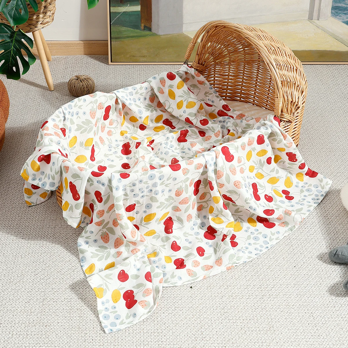 HappyFlute 1PC Muslin Bamboo Cotton Swaddle Or Pure Cotton Fiber Newborn Baby Infant Wrap Blanket Soft Comfortable for Babies