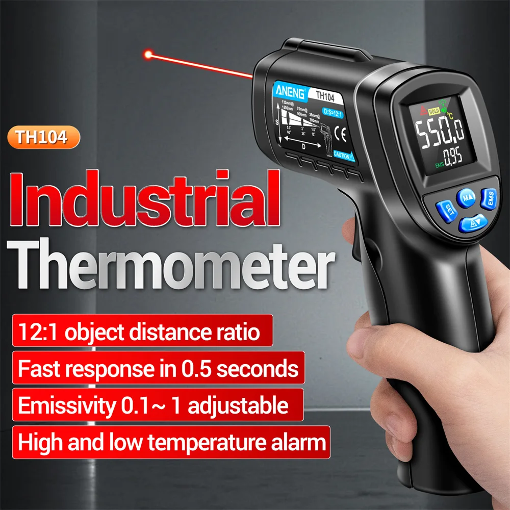 

TH104/TH103 Infrared Handheld Temperature Gun -50~550℃ IR laser Sensor Thermometer Thermal Imager VA Screen Meter Pyrometer Tool