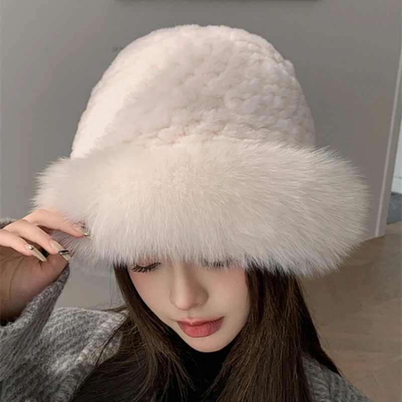 Winter Warm Fisherman Hat Russian Girl Cute Furry All-Matching Hat Thickened Cold Protection Women Windproof Warm Bucket Hat