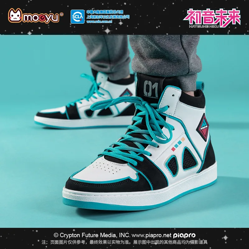 2024 Moeyu Hatsune Miku Joint Shoes Two-Dimensional Miku Anime Peripherals Flat High Top Space Odyssey Fashion Cool Sports Shoes