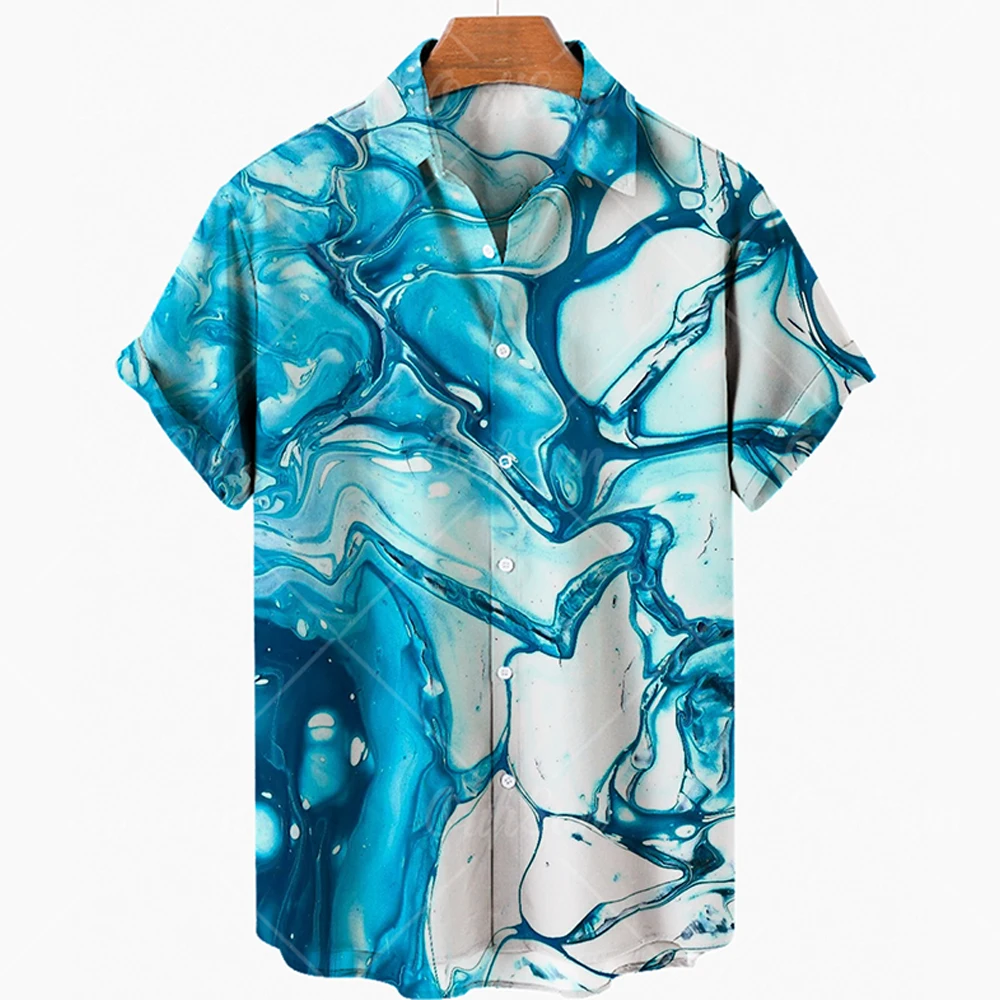 Camisas hawaianas con pintura al óleo para hombre, camisas estampadas en caliente, camisas holgadas de manga corta a la moda, camisas de playa