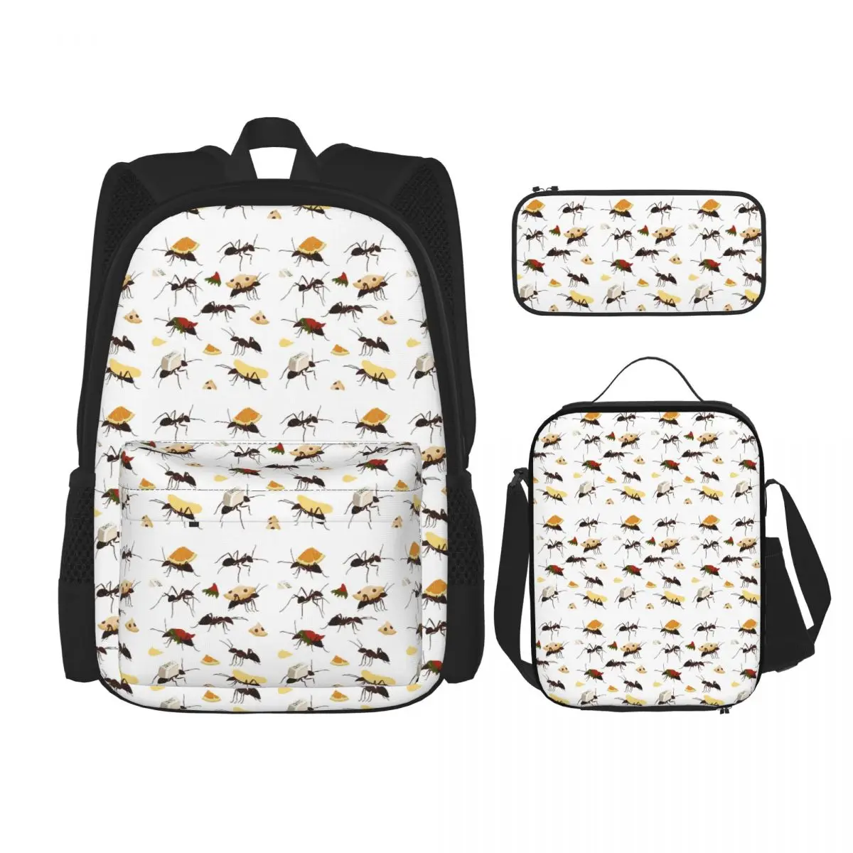 Ants Carrying Snacks Backpacks Students Bookbag School Bags Rucksack Lunch Bag Pen Bag Three-Piece Set