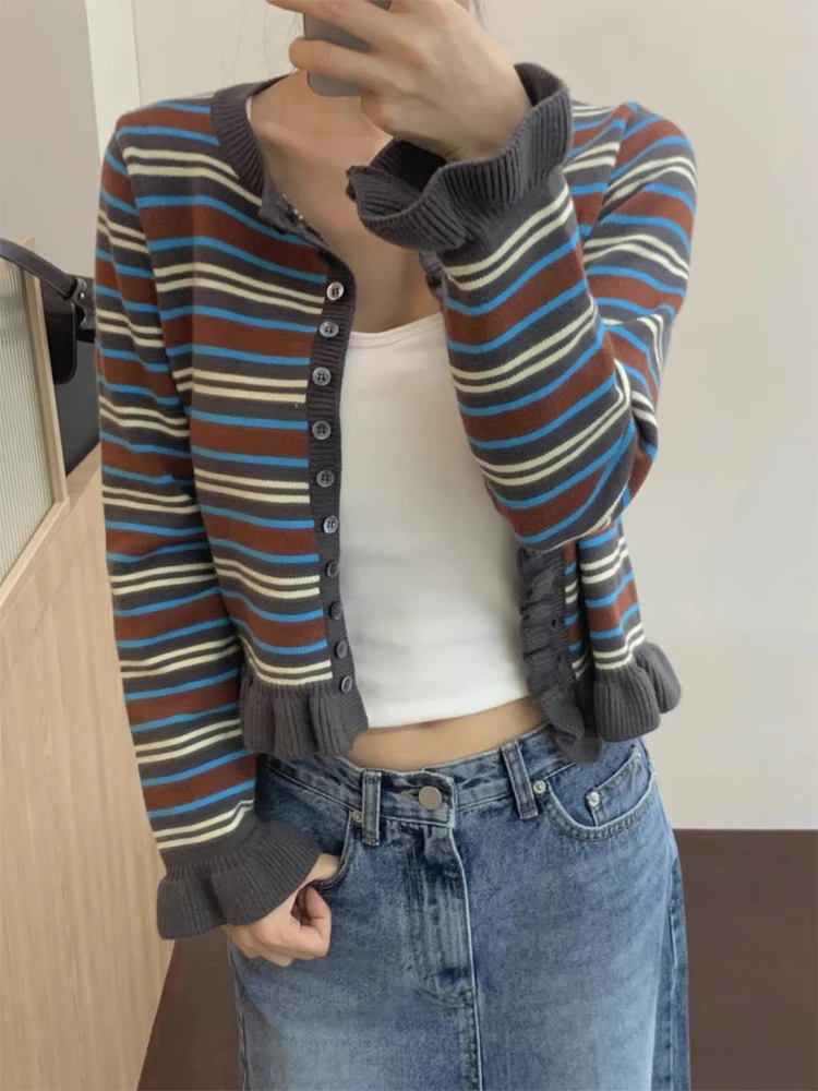 

Шикарный винтажный круглый вязаный кардиган Ne Long Sve, мягкая уютная женская верхняя одежда, весенне-осенняя модная корейская одежда для поездок на работу