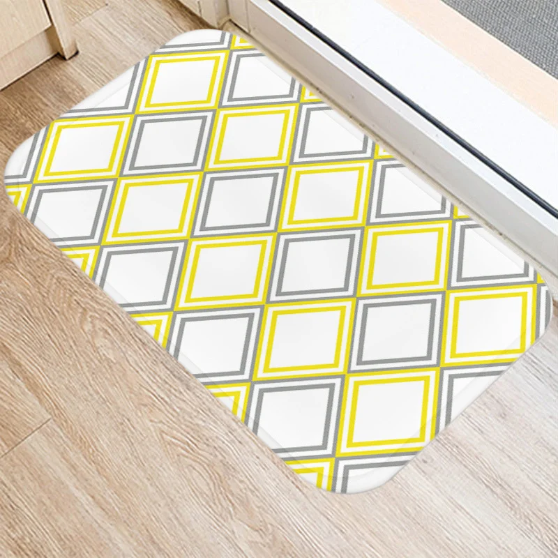 Geometric Yellow Zebra Deer Pattern Bathroom Kitchen Entrance Doormat Coral Fleece Rug  Indoor Floor Mat  Home Decor image 2