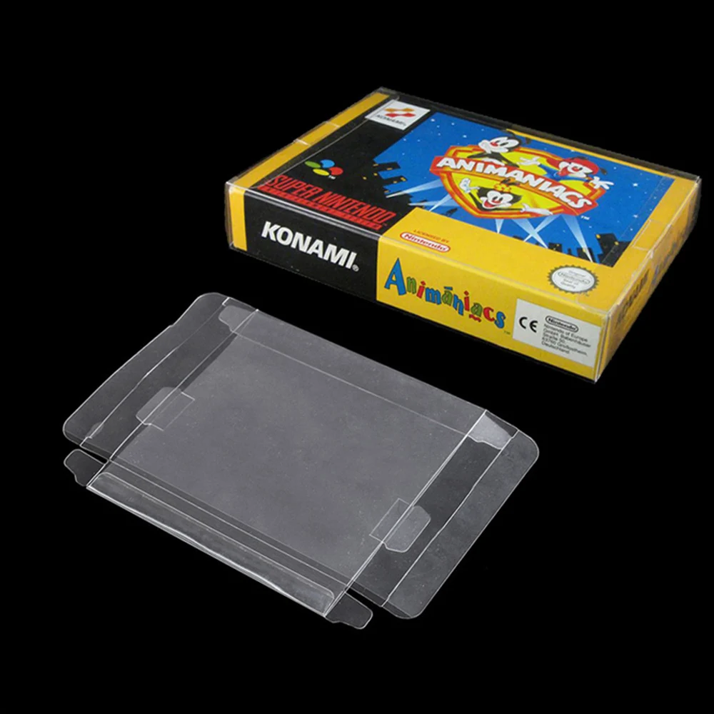 ZUIDID 10 قطعة صندوق عرض بلاستيكي شفاف PET غطاء حماية الأكمام لـ SNES N64 CIB صندوق خرطوشة الألعاب المحاصر
