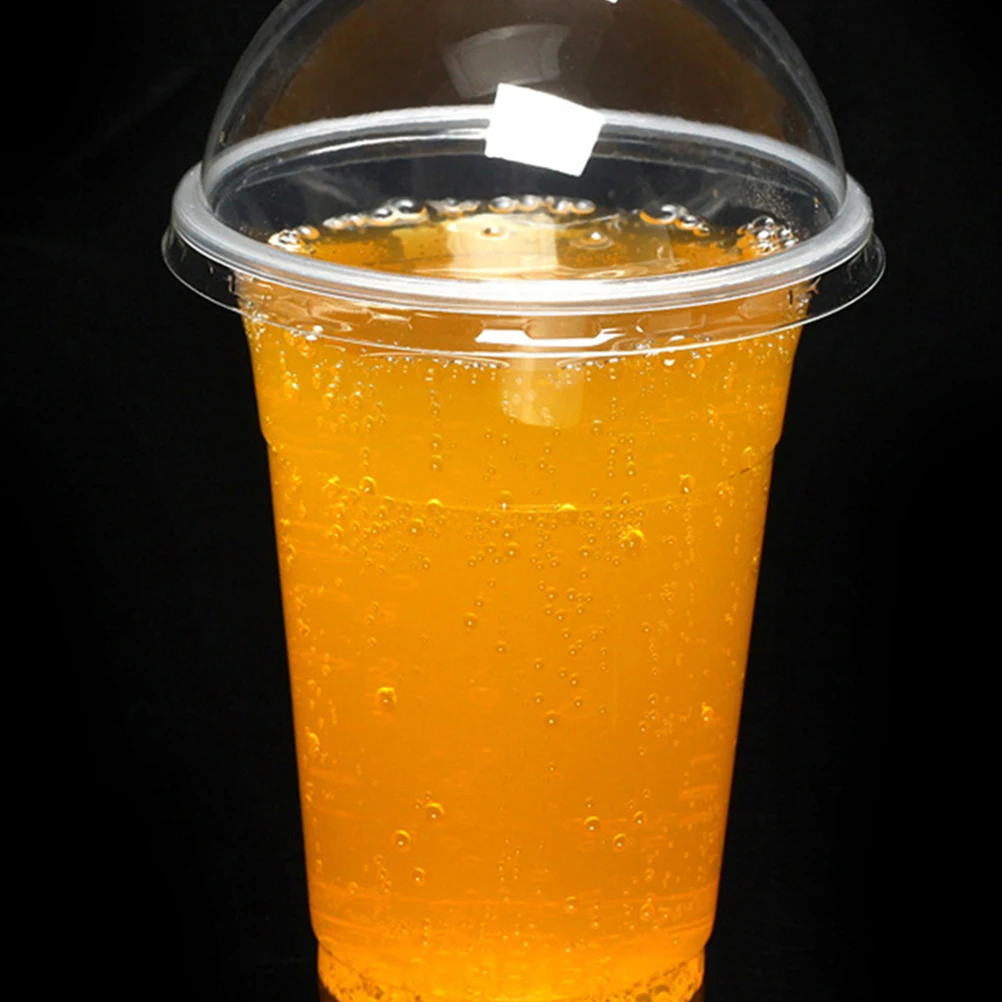 

20pcs 500Ml Clear Plastic Cups With Dome Lids Disposable Cold Drink Tumbler For Juice Bubble Tea Smoothie Iced Coffee Dessert
