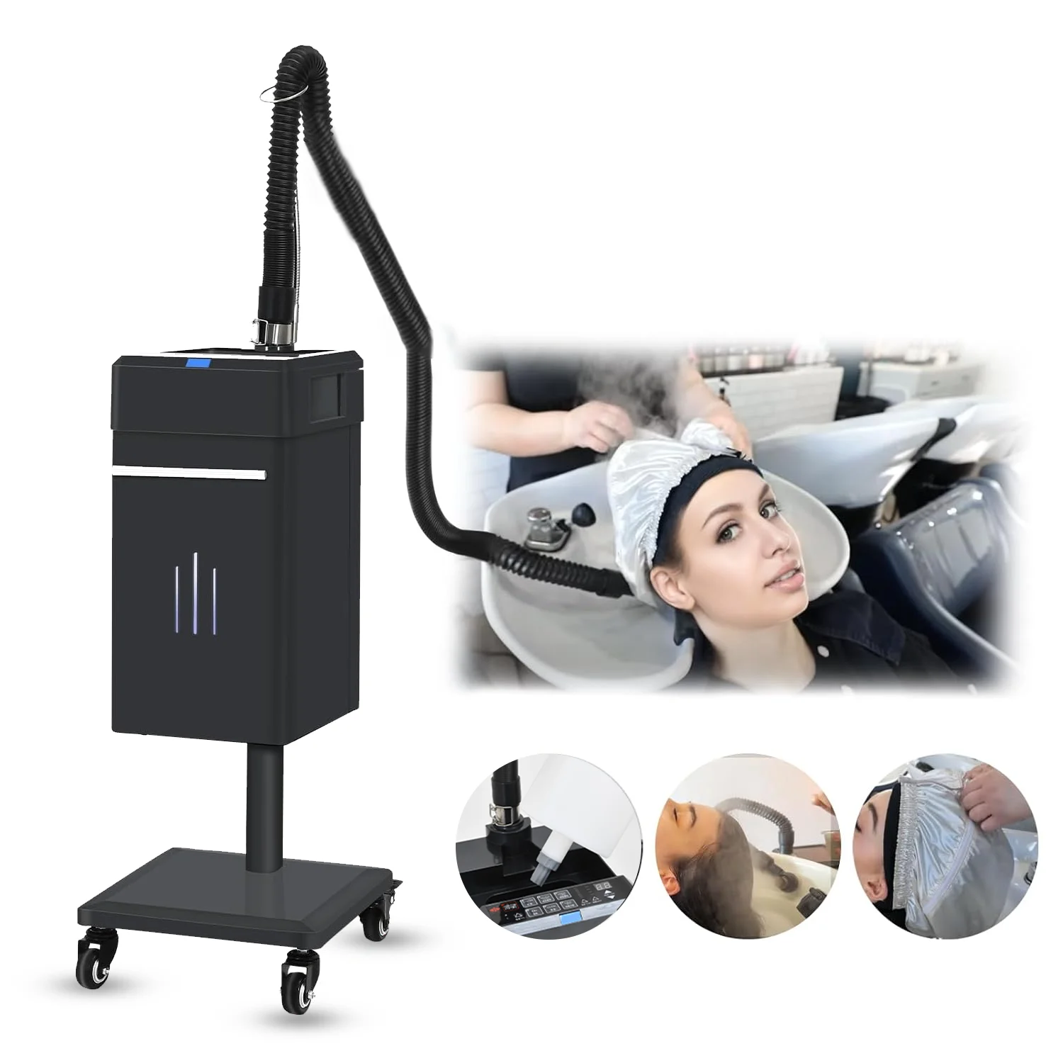 Professional Steam Perm Machine with Cap Hair Care Ozone Repair Nano Micro Mist Spray Steamer for Hair Salon BarberShop - view 6