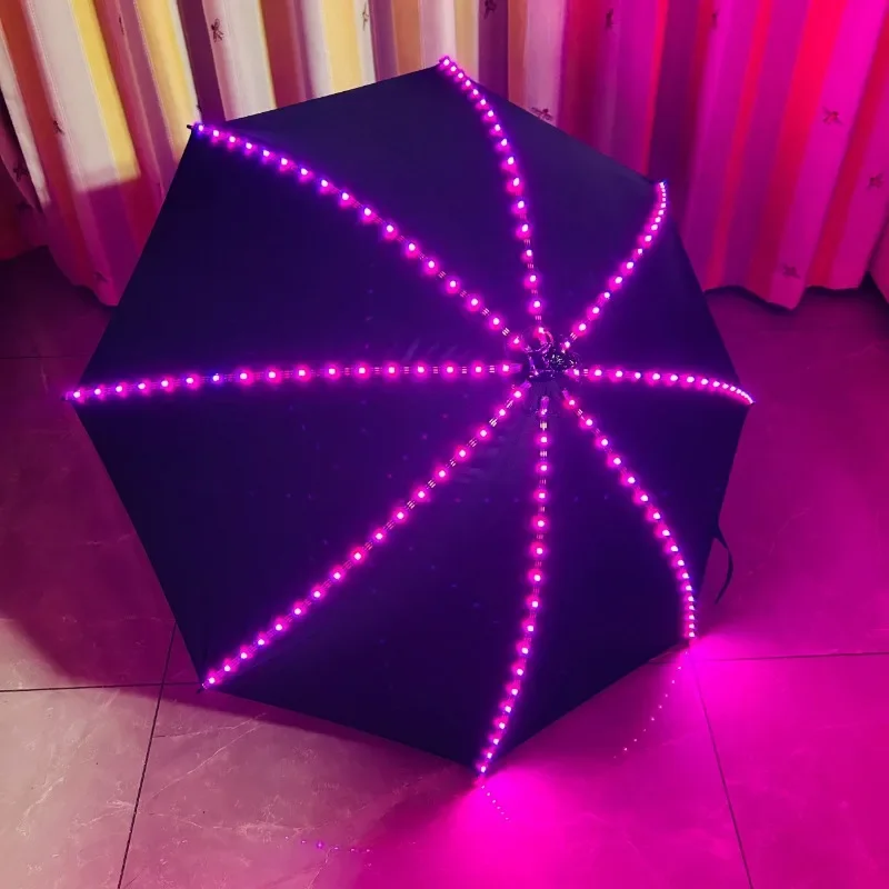 Colorful LED Light Umbrella Variety of Modes Light Bar Party Festival Performance Creative Supplies Props Umbrella Show Shooting