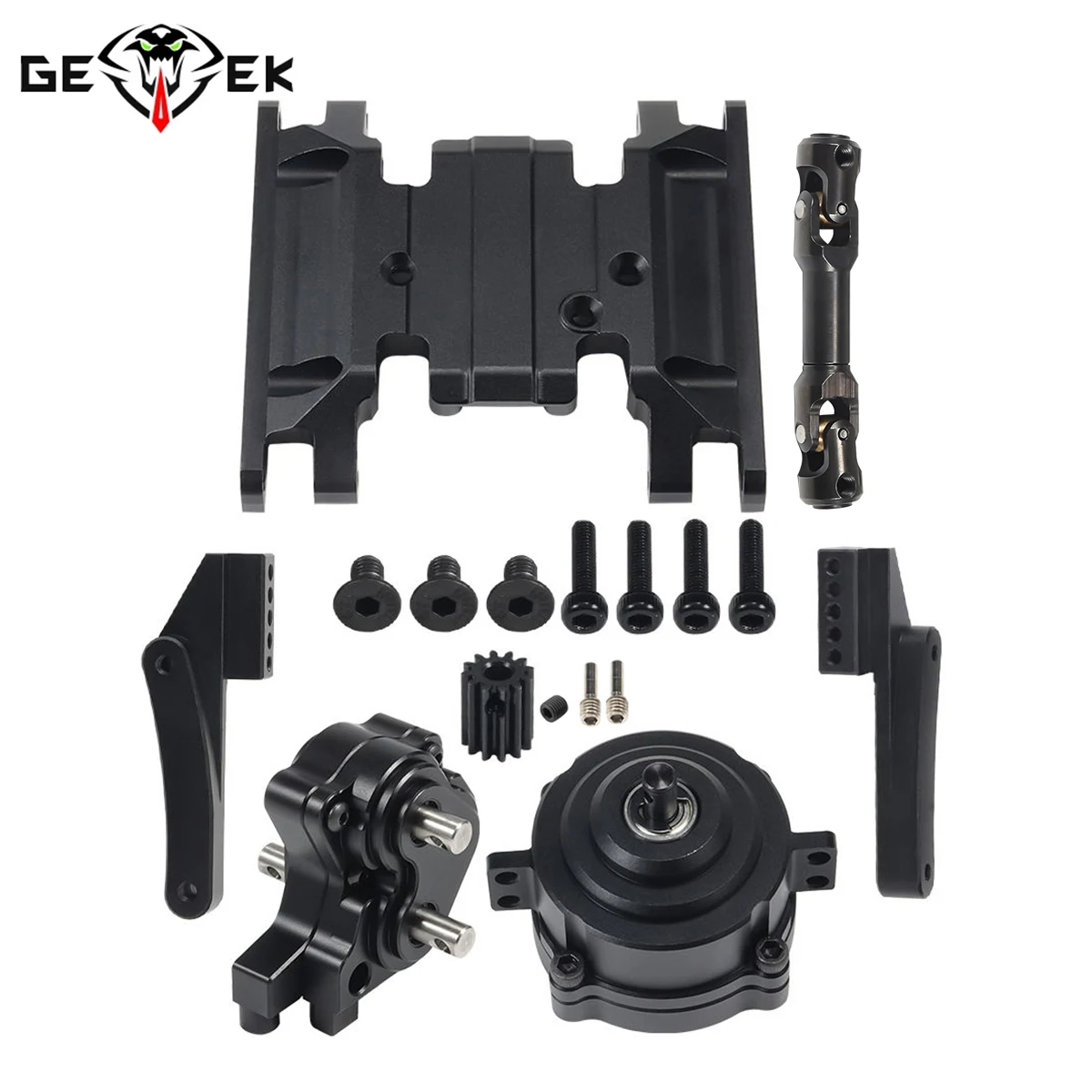 Metal Front Planetary Gearbox Transfer Case Transmission Skid Plate Set for 1/10 RC Rock Crawler SCX10 II 90046 Chassis Upgrade