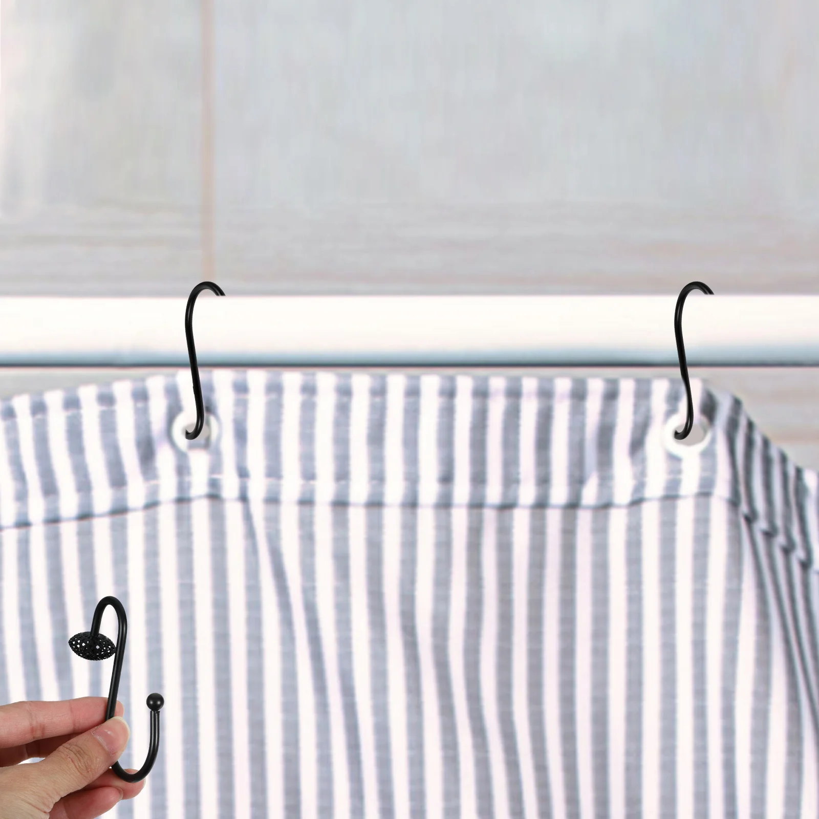 

12Pcs S Curved Shower Curtain Hooks Easy Clean Dirt Resistant Simple Structure Elegant Home Decor Curtain Hook