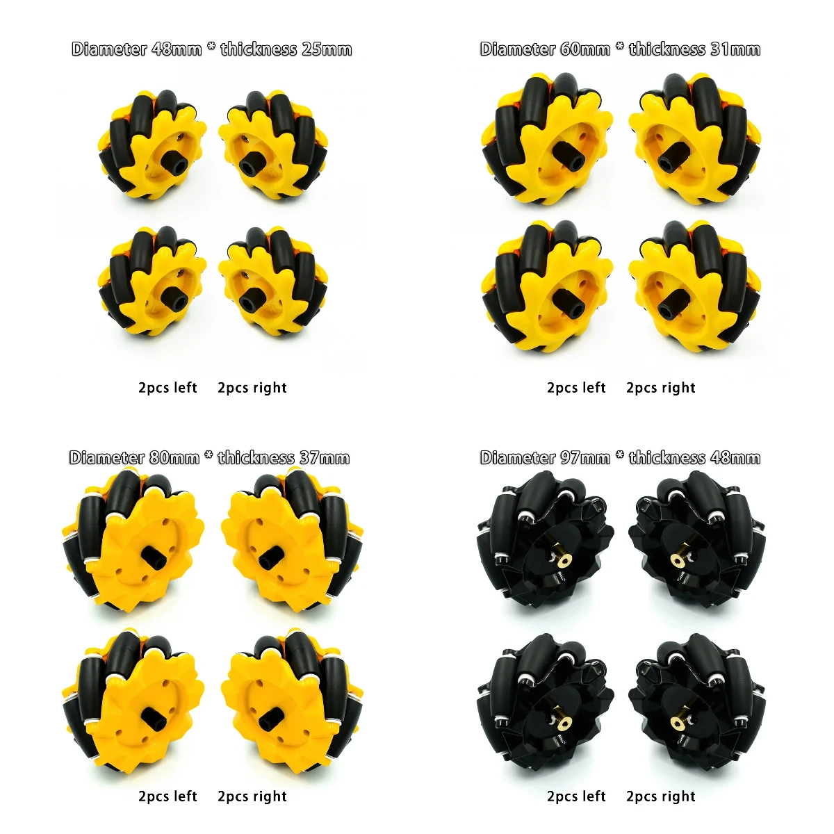 4pcs/lot McNamum wheel omnidirectional wheel 48mm 60mm 80mm 97mm High Hardness Plastic Wheel TT Motor Smart Robot Car 6mm hubs