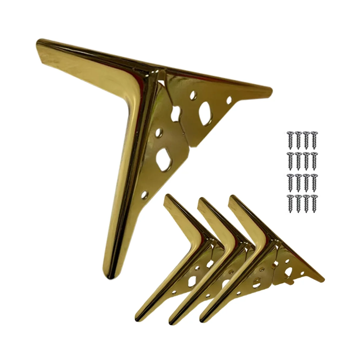 Cabinet Metal Feet Modern Furniture Feet for Cabinet Sofa Table Chair Bed Dresser Wardrobe Riser Replacement(Gold)