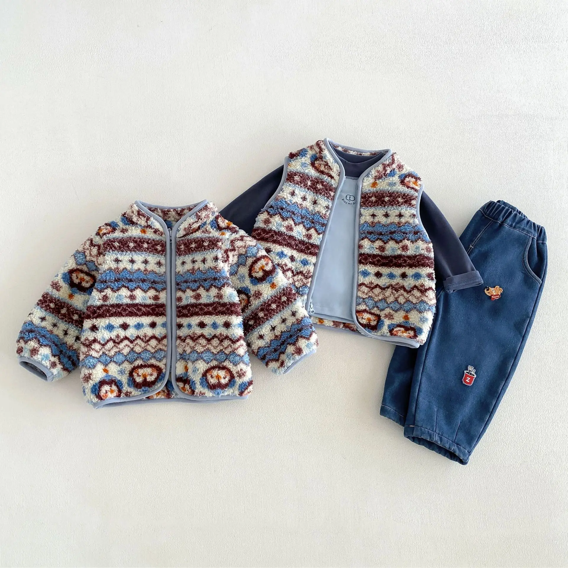 0-6Y Kids Outerwear and Coats Feelce Boys Girls Jacket Warm Kids Autumn Clothes Jacquard Children's Jacket Child's Coat
