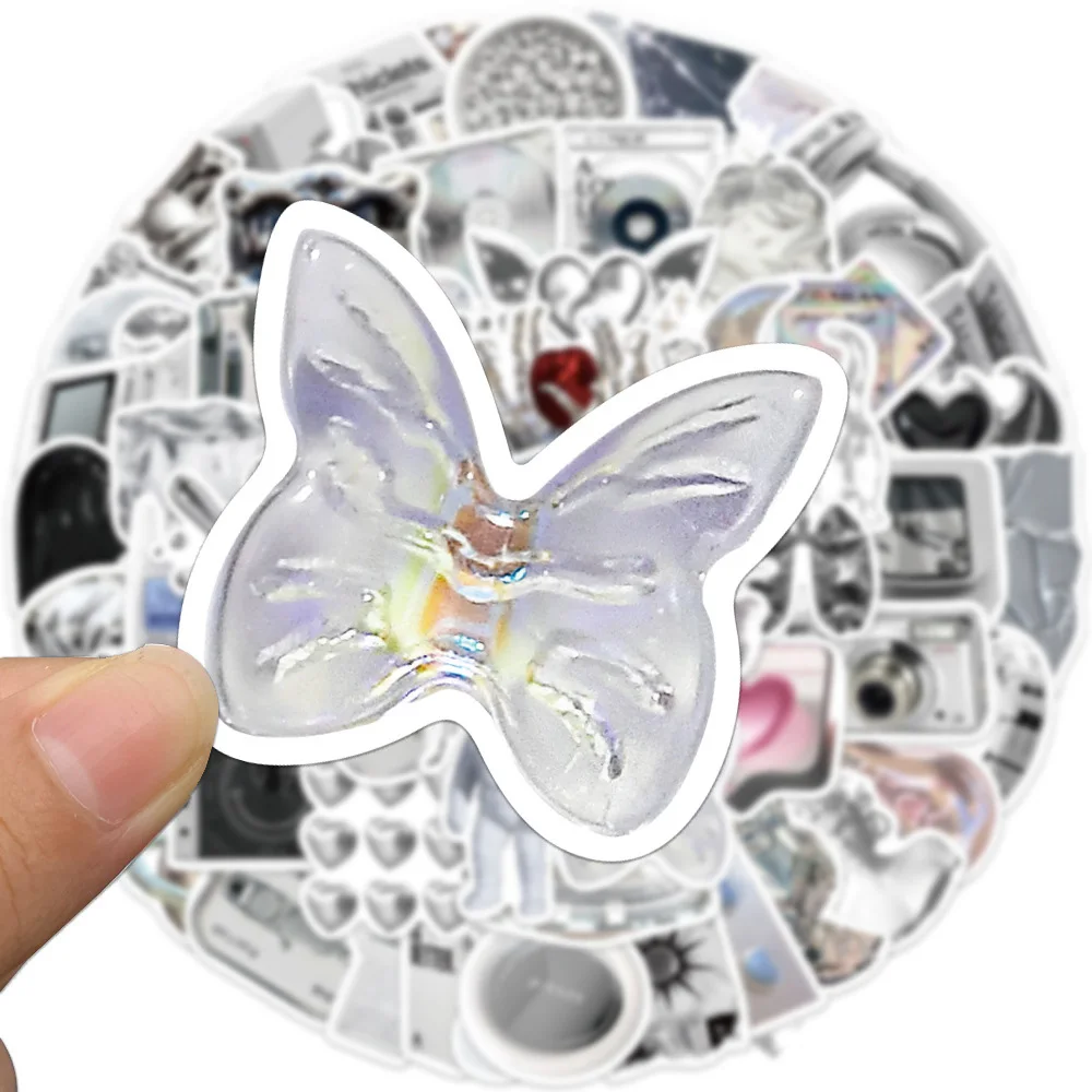 10/30/66PCS Cool Silver Cartoon adesivi estetica impermeabile fai da te skateboard laptop bici carino INS stile decorazione adesivi giocattoli