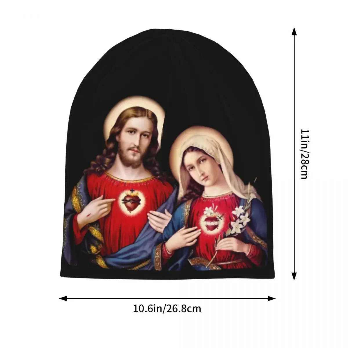 Women Men Hearts Of Jesus And Mary Sacred And Immaculate Heart Slouchy Beanies Outfits Bonnet Knit Hat Warm Hats Wonderful Gift