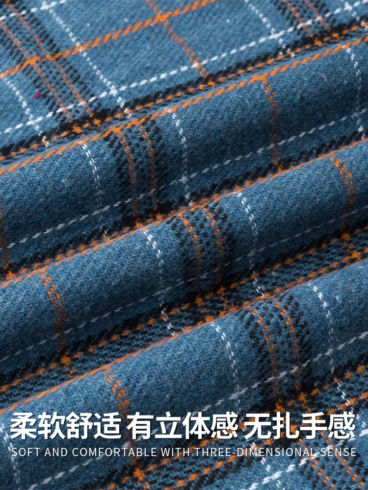 Thickened Plaid Woolen Fabric Autumn Winter British Cashmere Ground Wool Woolen Cloth Overcoat Coat Clothing DIY Sewing Fabric